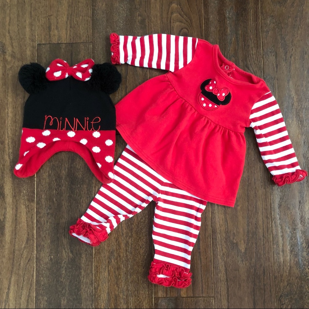 Three Sisters Minnie Red and White Striped Outfit